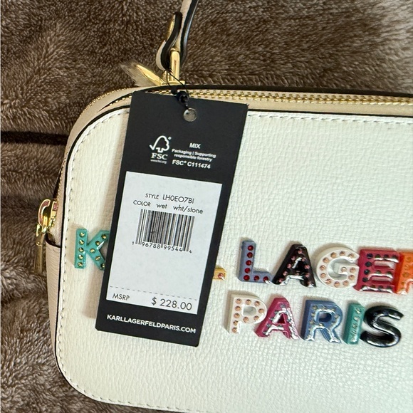 Karl Lagerfeld White Camera Crossbody Bag with Colorful Logo Guitar strap New - Picture 4 of 7